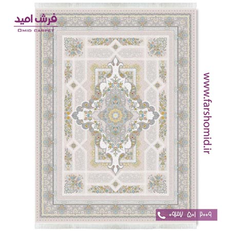 فرش ماشینی 1200 شانه گلبرجسته خزان بژ قالی کشمیر