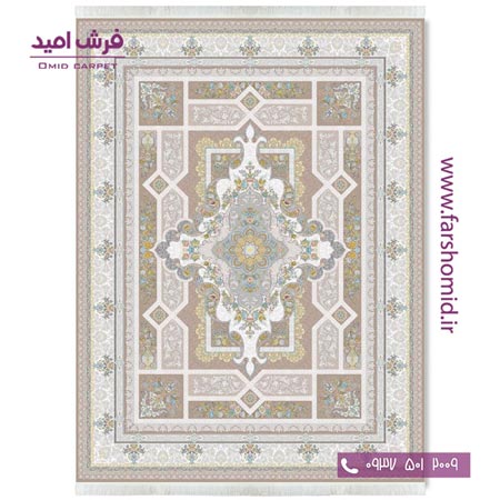 فرش ماشینی 1200 شانه گلبرجسته خزان نسکافه ای قالی کشمیر