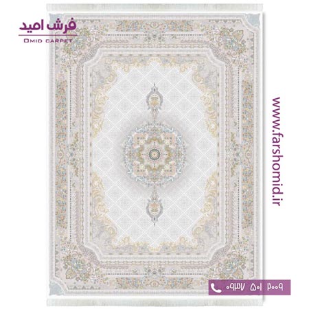 فرش ماشینی 1200 شانه گلبرجسته میلانو کرم قالی کشمیر