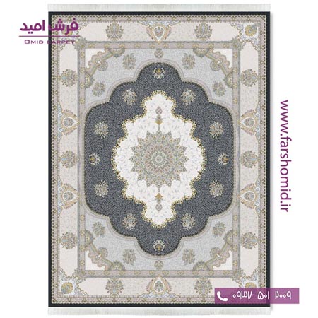 فرش ماشینی 1200 شانه گلبرجسته پارسینه مشکی قالی کشمیر