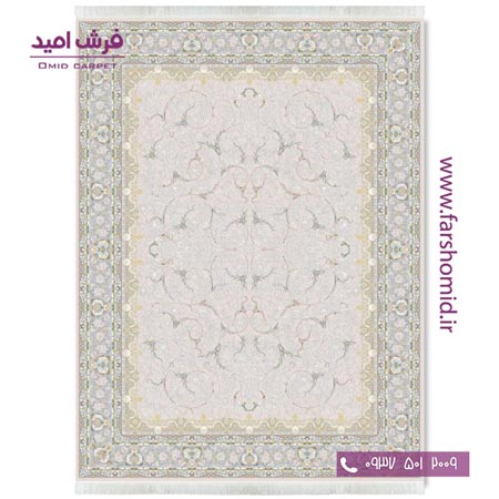 فرش ماشینی 1200 شانه گلبرجسته افشان تک بژ قالی کشمیر