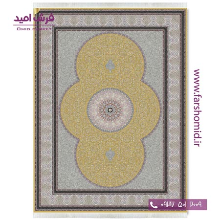 فرش ماشینی 1200 شانه 8 رنگ الماس زرد قالی کشمیر