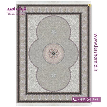 فرش ماشینی 1200 شانه 8 رنگ الماس طوسی قالی کشمیر