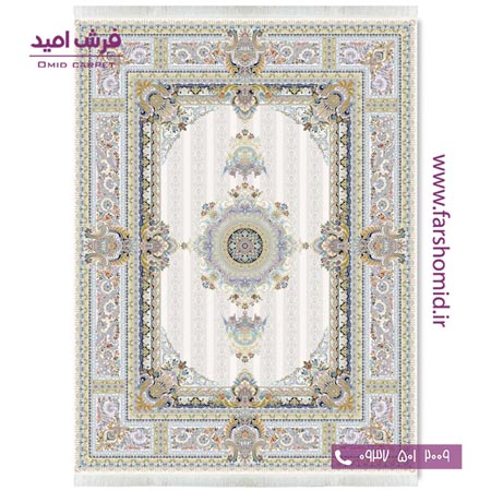 فرش ماشینی 1200 شانه 8 رنگ فلورنسی کرم قالی کشمیر