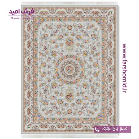 فرش ماشینی 1200 شانه 8 رنگ گل افشان الماسی قالی کشمیر