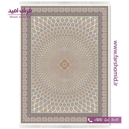 فرش ماشینی 1200 شانه 8 رنگ افشان گنبد کرم قالی کشمیر