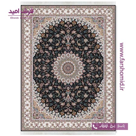 فرش ماشینی 1200 شانه 8 رنگ اصفهان مشکی قالی کشمیر