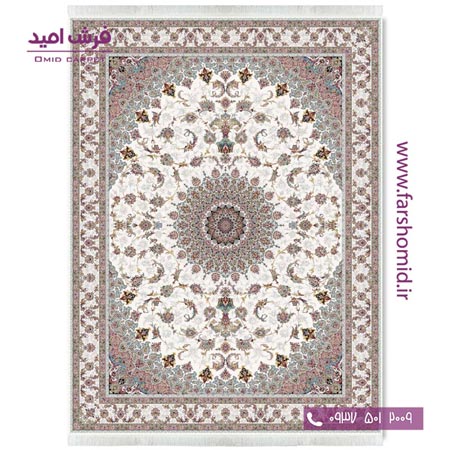 فرش ماشینی 1200 شانه 8 رنگ اصفهان کرم قالی کشمیر