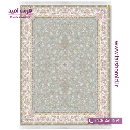 فرش ماشینی 1200 شانه 8 رنگ افشان کاخ الماسی _ کرم قالی کشمیر