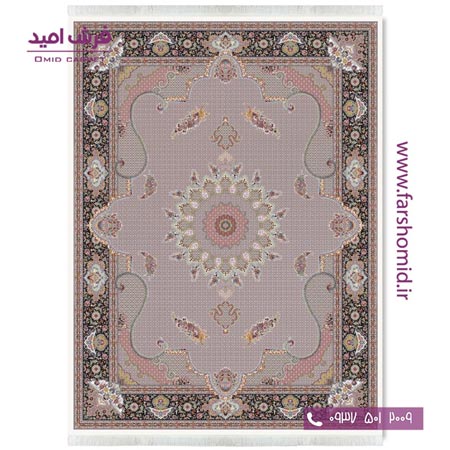 فرش ماشینی 1200 شانه 8 رنگ ماهی درباری کرم قالی کشمیر