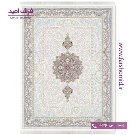 فرش ماشینی 1200 شانه 8 رنگ ستایش کرم قالی کشمیر
