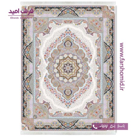 فرش ماشینی 1200 شانه 8 رنگ تاج محل کرم قالی کشمیر