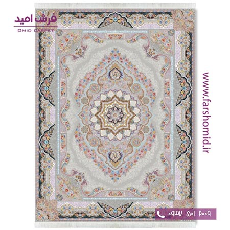 فرش ماشینی 1200 شانه 8 رنگ تاج محل الماسی قالی کشمیر