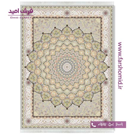 فرش ماشینی 1200 شانه 8 رنگ زیرگنبد الماسی قالی کشمیر