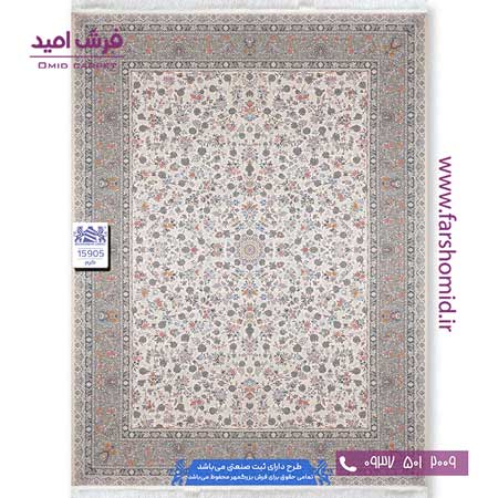 فرش ماشینی 1500 شانه 8 رنگ افشان کد 1590۵ کرم فرش بزرگمهر