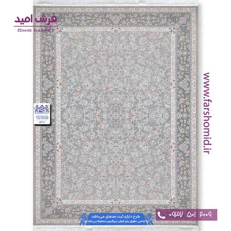 فرش ماشینی 1500 شانه 8 رنگ افشان کد 15908 سیلور فرش بزرگمهر