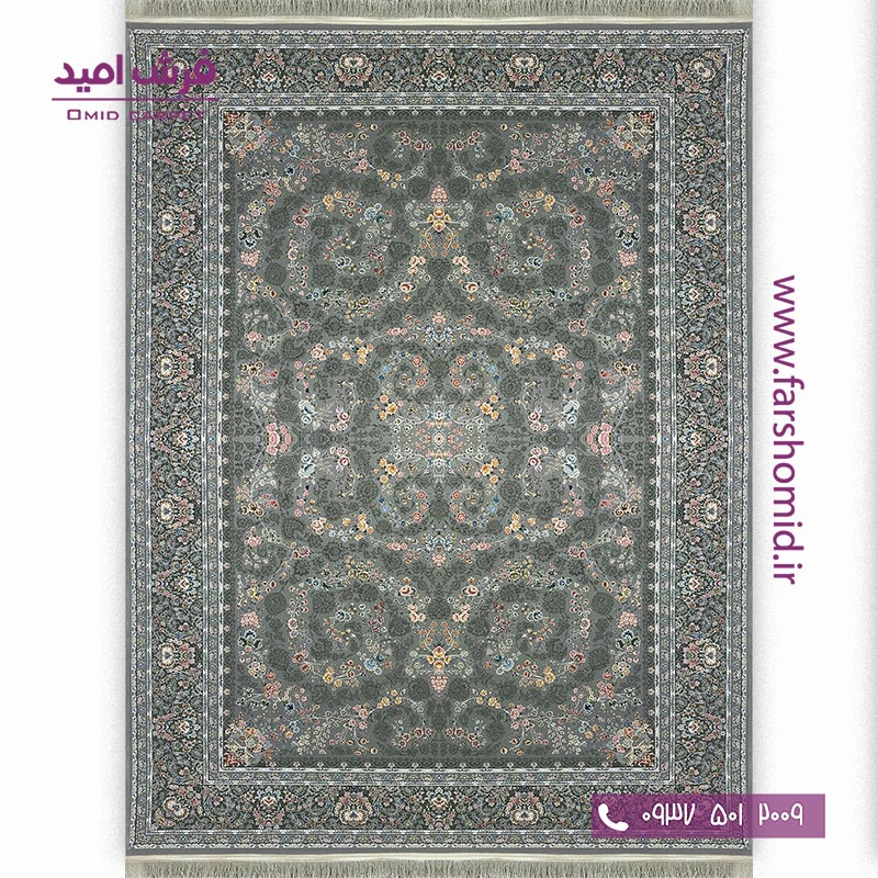 فرش ماشینی 1500 شانه 8 رنگ افشان کد 15924 سیلور فرش بزرگمهر