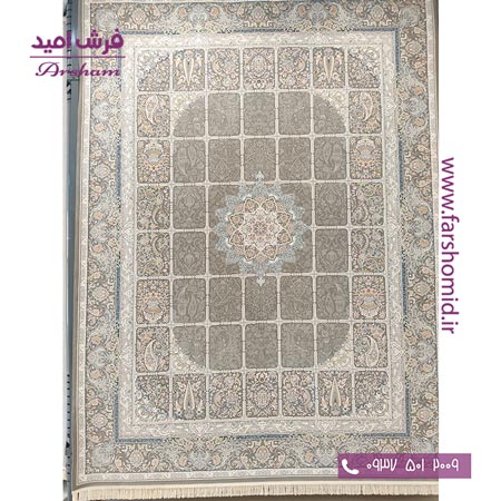 فرش ماشینی 1200 شانه 8 رنگ برجسته خشتی طرح 20۷0۲ متالیک آرشام