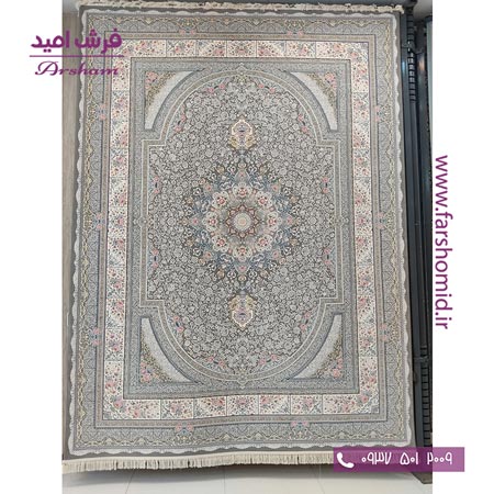 فرش ماشینی 1200 شانه 8 رنگ برجسته طرح 21۸0۲ متالیک آرشام