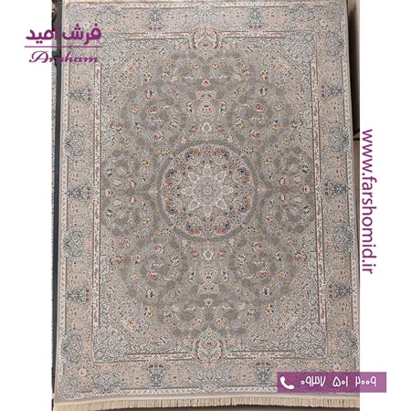 فرش ماشینی 1200 شانه 8 رنگ برجسته طرح 22201 نقره ای آرشام