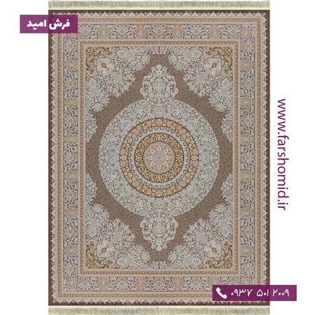 فرش ماشینی 1000 شانه 8 رنگ طرح 102502 کرم شکلاتی آرشام