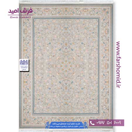 فرش ماشینی 1200 شانه 8 رنگ گل افشان دلسا کد 12402 صدفی فرش بزرگمهر