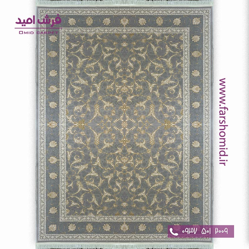 فرش ماشینی 1200 شانه 8 رنگ گل افشان دلسا کد 12429 صدفی فرش بزرگمهر