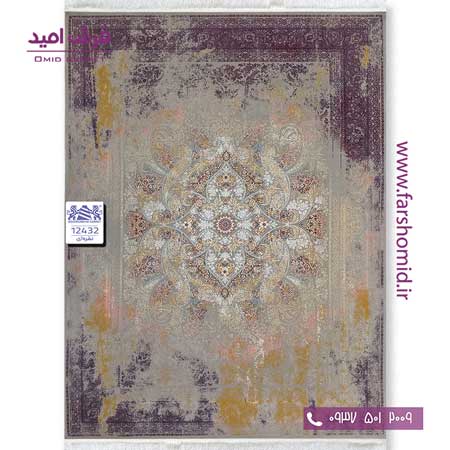 فرش ماشینی 1200 شانه 8 رنگ وینتیج دلسا کد 1243۲ نقره ای فرش بزرگمهر