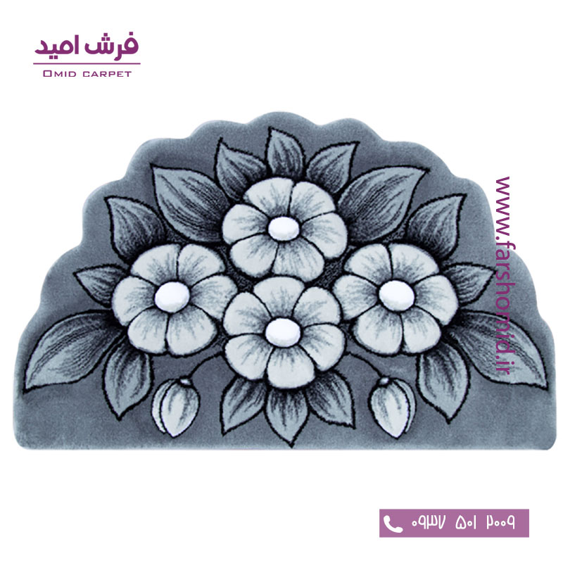 پادری نیم دایره گل اطلسی طوسی زرباف