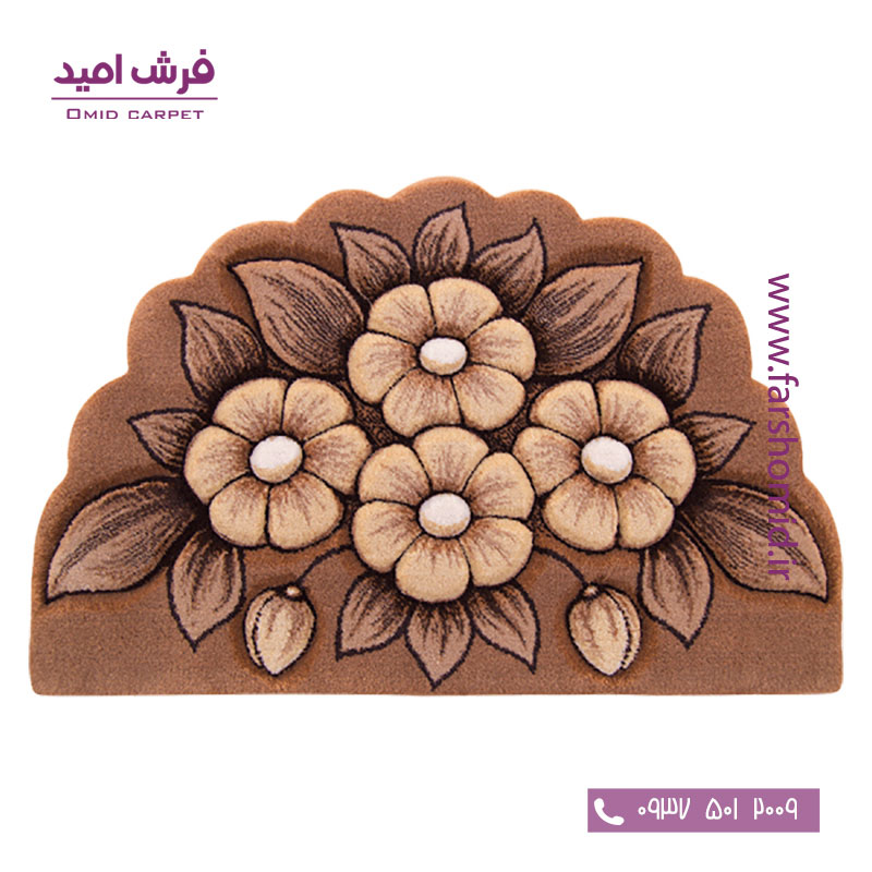 پادری نیم دایره گل اطلس قهوه ای شکلاتی زرباف