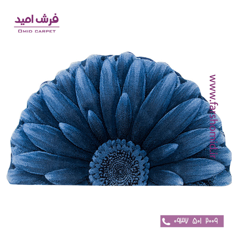 پادری سه بعدی نیم دایره گل داوودی آبی زرباف