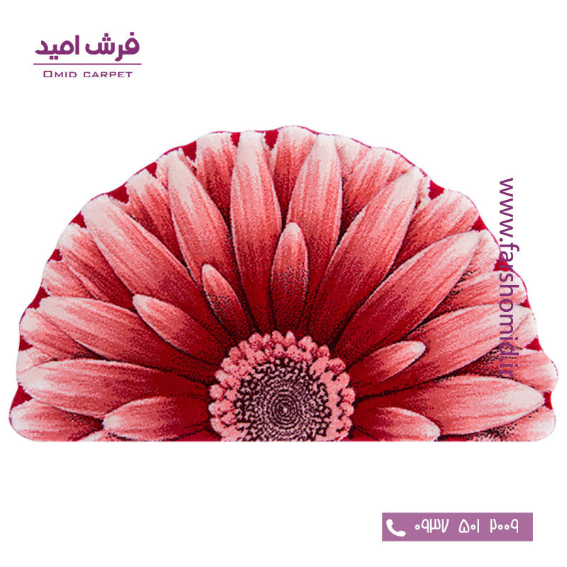 پادری سه بعدی نیم دایره گل داوودی قرمز زرباف