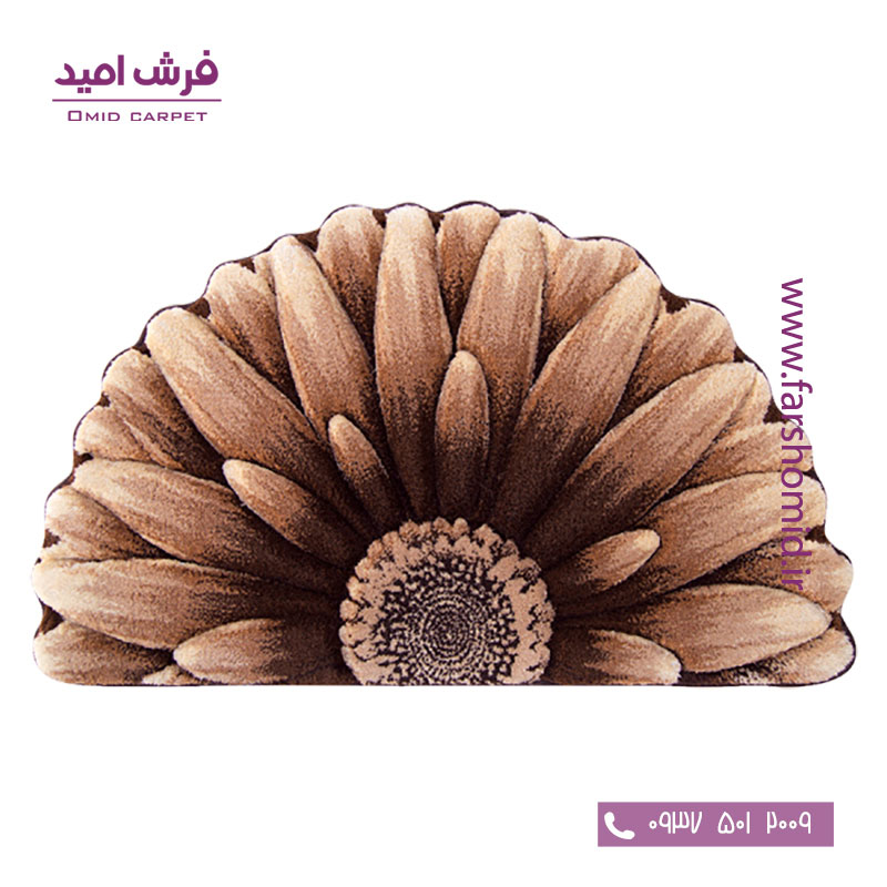 پادری نیم دایره گل داوودی قهوه ای شکلاتی زرباف