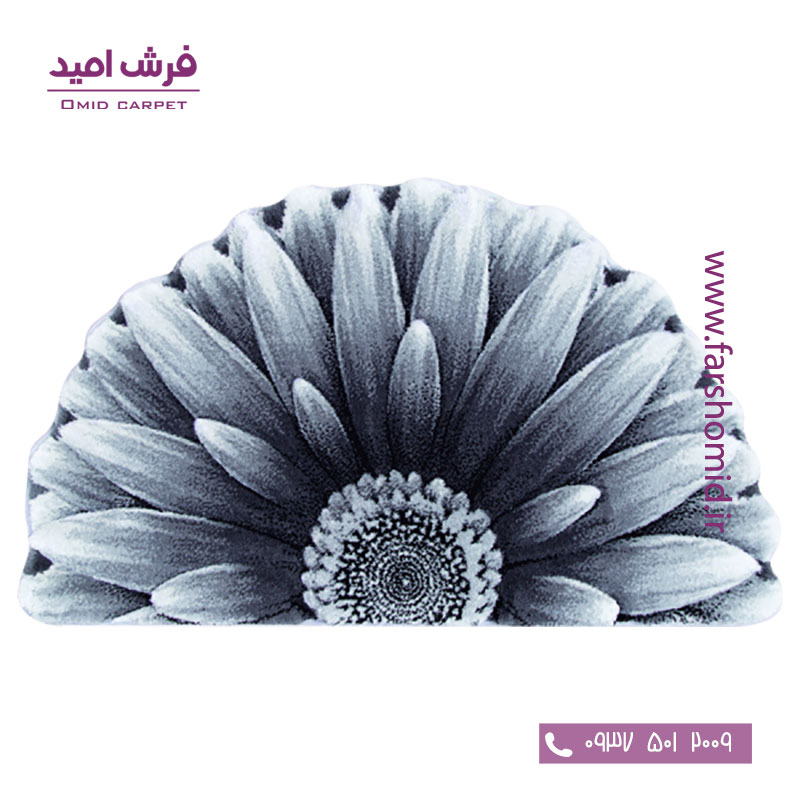 پادری سه بعدی نیم دایره گل داوودی طوسی زرباف