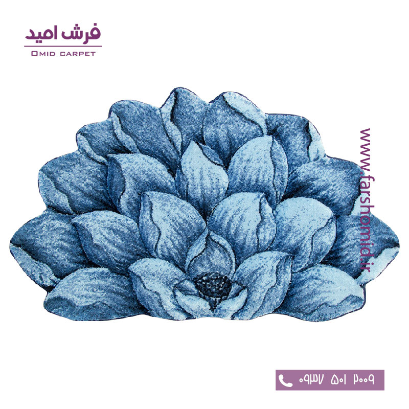 پادری سه بعدی نیم دایره گل نیلوفر آبی زرباف