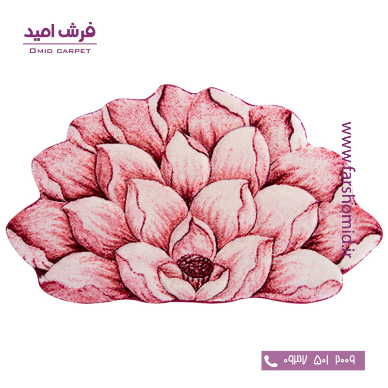 پادری سه بعدی نیم دایره گل نیلوفر قرمز زرباف