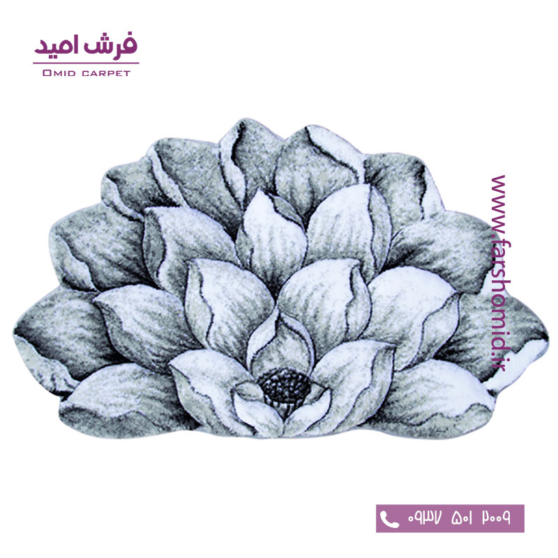 پادری نیم دایره گل نیلوفر طوسی زرباف