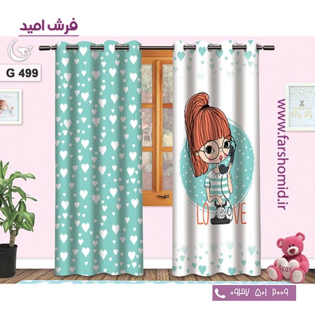 یک جفت پنل پرده پانچی دوخت شده و آماده نصب طرح لاو کد ۴۹۹