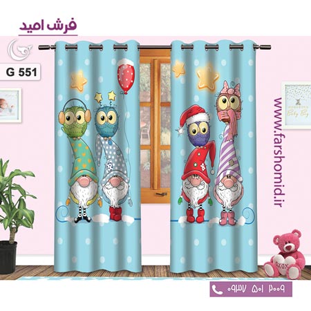 یک جفت پنل پرده پانچی دوخت شده و آماده نصب طرح هفت کوتوله کد 551