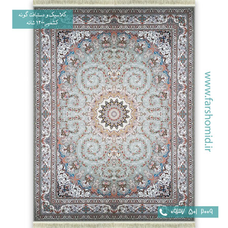 1200 شانه 8 رنگ مهدخت طوسی قالی کشمیر