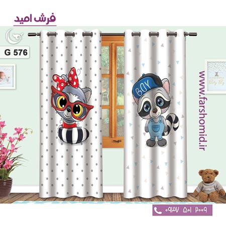 یک جفت پنل پرده پانچی دوخت شده و آماده نصب طرح راکن کد 576