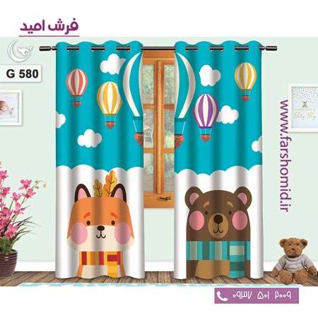 یک جفت پنل پرده پانچی دوخت شده و آماده نصب طرح بالن کد 580