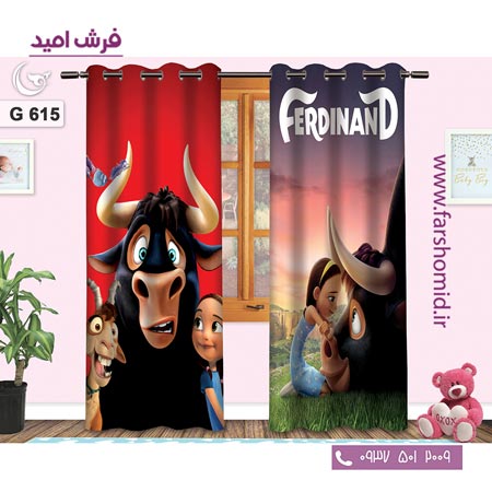 یک جفت پنل پرده پانچی دوخت شده و آماده نصب طرح فردیناند کد 615