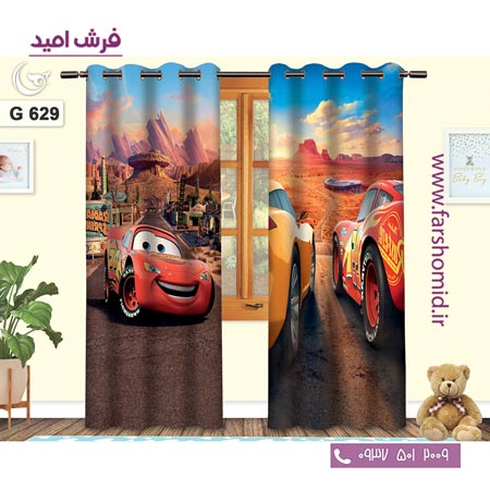 یک جفت پنل پرده پانچی دوخت شده و آماده نصب طرح مک کویین کد 629