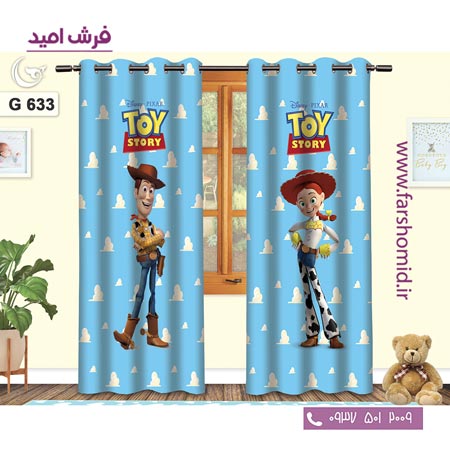 یک جفت پنل پرده پانچی دوخت شده و آماده نصب طرح اسباب بازیها کد 6۳۳