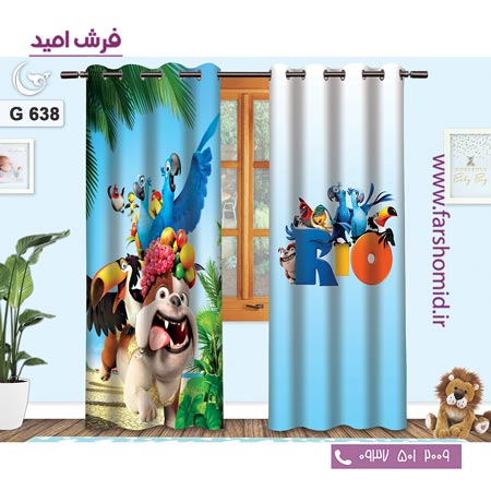 یک جفت پنل پرده پانچی دوخت شده و آماده نصب طرح ریو کد 6۳۸