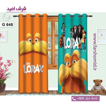 یک جفت پنل پرده پانچی دوخت شده و آماده نصب طرح لوراکس کد 648