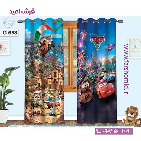 یک جفت پنل پرده پانچی دوخت شده و آماده نصب طرح مک کویین کد 658