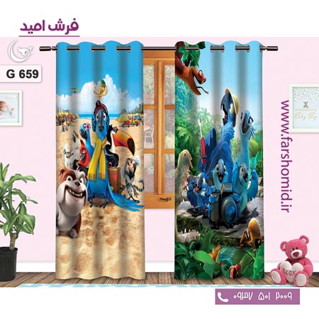 یک جفت پنل پرده پانچی دوخت شده و آماده نصب طرح ریو ۲ کد 659