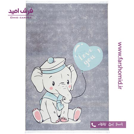 فرش طرح فیل زمینه طوسی 100294 کودک و نوجوان کلاریس محتشم